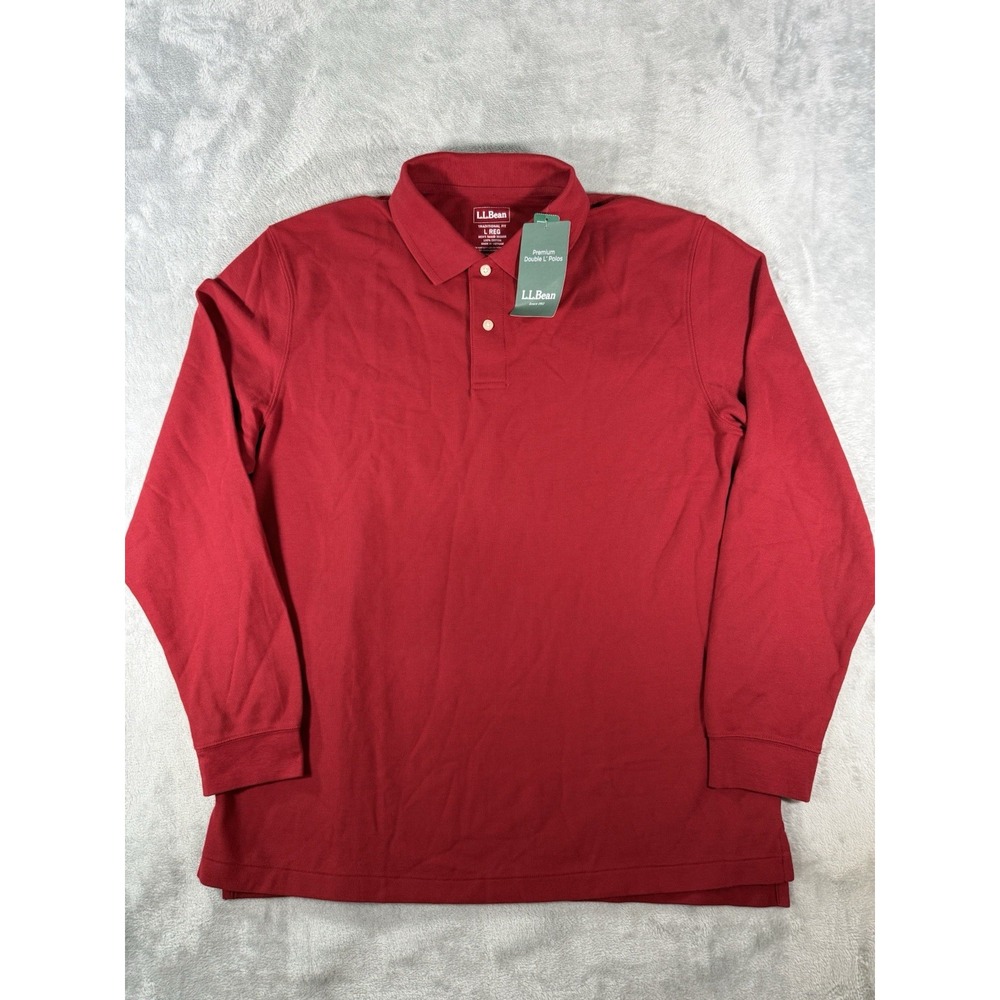 LL Bean Shirt Mens Large Traditional Fit Premium Double L Polo Long Sleeve NWT
